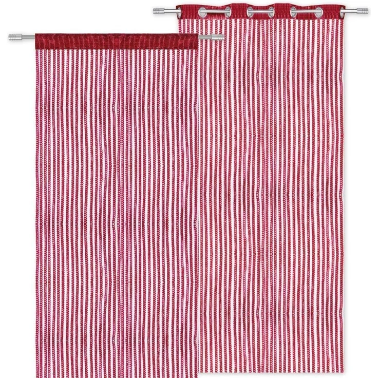Arsvita Fadenvorhang Metallik-Optik mit Stangendurchzug, Türvorhang 140x250cm (Rot) – Bild 3