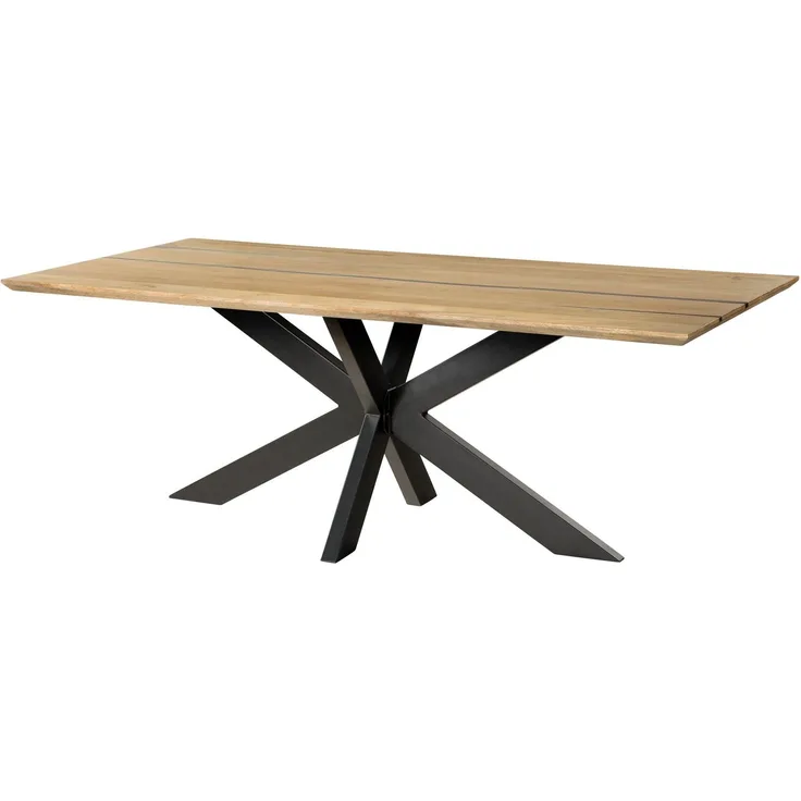 Esstisch Mango 240x100x74 natur lackiert / Epoxid schwarz, Kreuzgestell anthrazit matt EPOXY