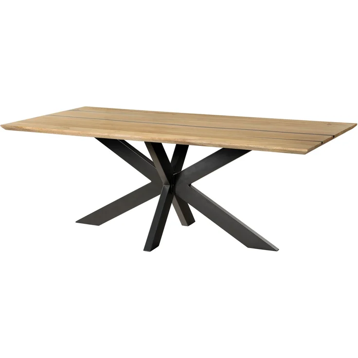 Esstisch Mango 240x100x74 natur lackiert / Epoxid schwarz, Kreuzgestell anthrazit matt EPOXY – Bild 1