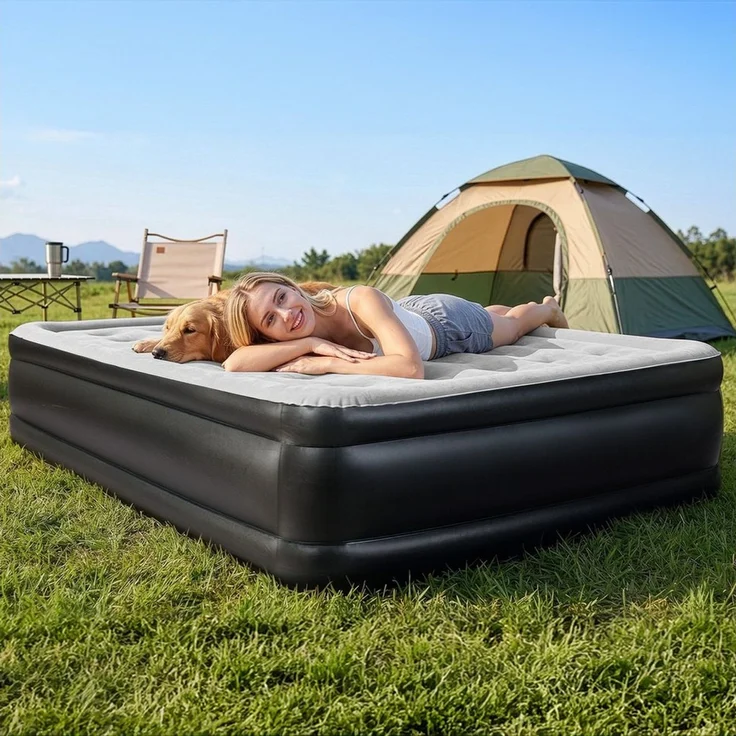 LEADZM Luftmatratze mit Integrierter elektrischer Pumpe,Doppelbett,Beflockte Oberfläche, 204kg Tragkraft, Luftbett,für Camping Zuhause 190 x 99 x 45 cm – Bild 4