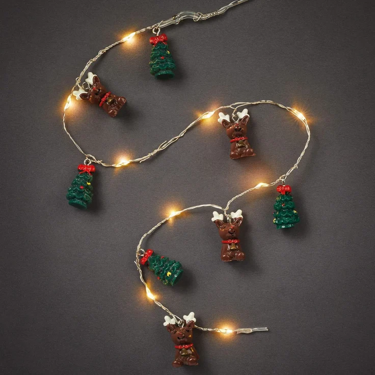 hellum LED Lichterkette Batterie Tannenbaum & Rentier (3xAA), 20 LED innen