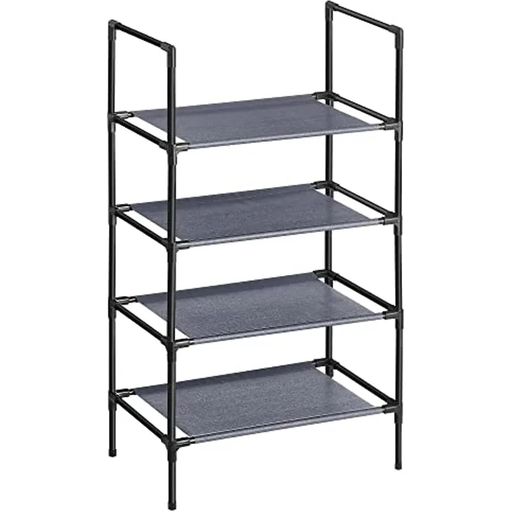 4-stöckiges Schuhregal, Schuhaufbewahrung mit Metallrahmen, Vliesstoffschicht, für Flur, Schlafzimmer, Wohnzimmer, 45 x