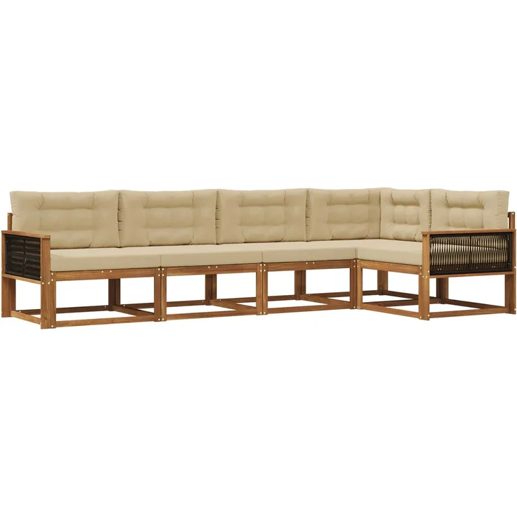 vidaXL Outdoor-Sofagarnitur 5 stk. 5-Sitzer Natur und Beige 3382566 – Bild 2