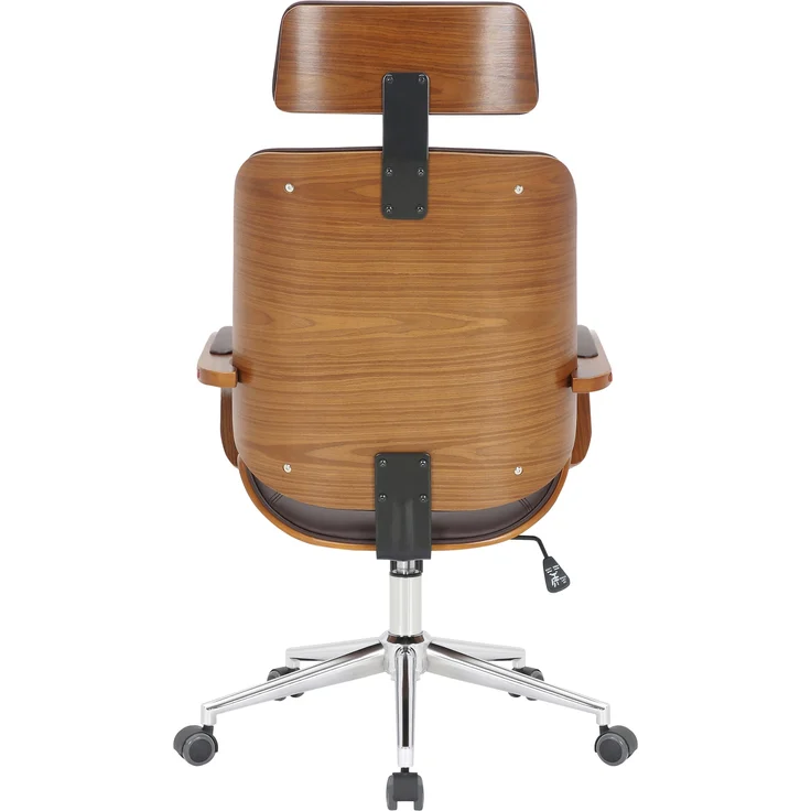DELUKE® Bürostuhl Chefsessel KINGO - 118x70x70, Walnuss/Braun Kunstleder Metall Gestell ergonomische Bürostühle Homeoffice Stuhl mit Rollen – Bild 5