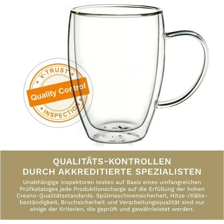 Creano Teeglas Thermoglas “hoch” mit Henkel 400ml 6er-Set, Borosilikatglas, 6 Gläser – Bild 3