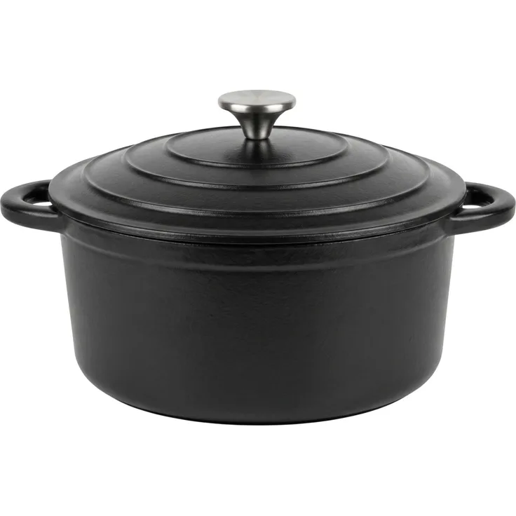 osoltus Bräter Schmortopf Gusseisen Topf 26cm 5,9 Liter Emaille Bräter Schwarz