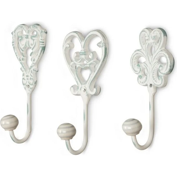 Levandeo® Garderobenhaken, 3er Set Haken Wandhaken Wandgarderobe Garderobe Eisen Shabby Chic