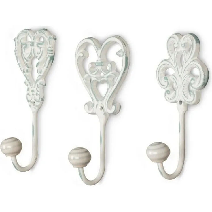 Levandeo® Garderobenhaken, 3er Set Haken Wandhaken Wandgarderobe Garderobe Eisen Shabby Chic
