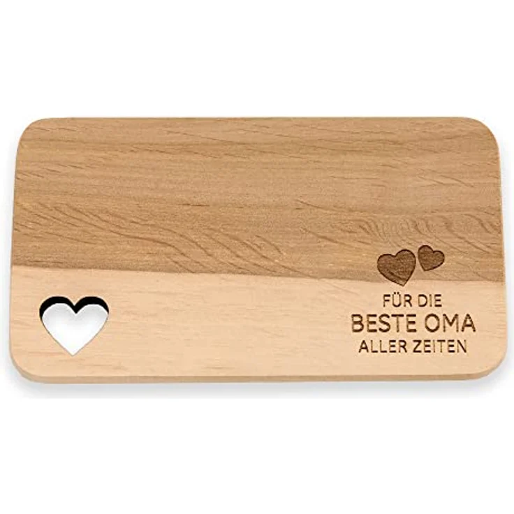 Spruchreif® Frühstücksbrett Frühstücksbrettchen aus Holz · Brotzeitbrett mit Gravur · Geschenk für Familie · Holzbrettchen mit Herzausschnitt – Bild 2