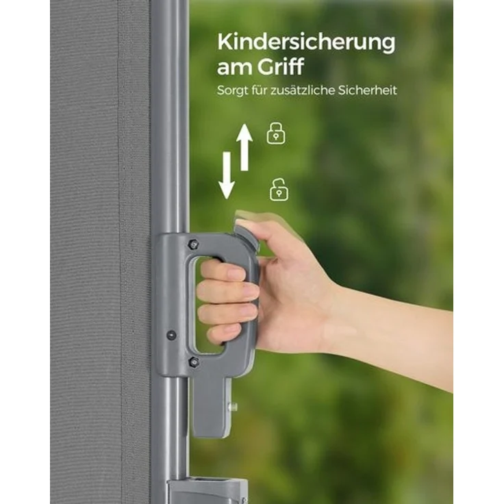 SONGMICS Alu-Seitenmarkise, ausziehbar, blickdicht, Grau, 200x350 cm – Bild 4
