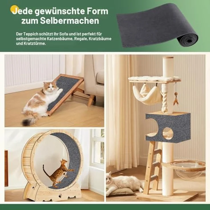 Gimars Selbstklebend Kratzmatte 200 × 40, mit Zusatz-Klebeband, DIY Kratzschutz Sofa Katze, Kratzbrett Katze, Katzen Kratzmatte, Kratzmatte für Wand & Möbel, Grau – Bild 4