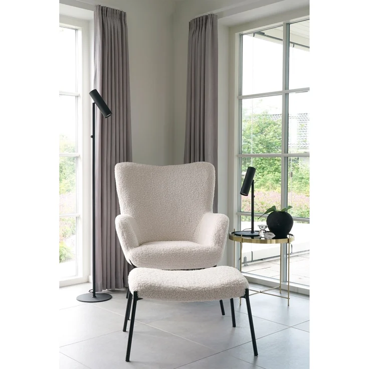 Fußhocker >Glasgow< in Weiss, Stoff - 61x36x41cm (BxHxT) – Bild 2