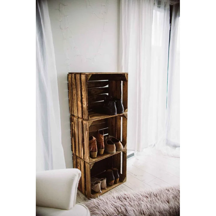 Obstkisten Weinkisten Kisten Holz shabby Vintage Geflammt 50 x 40 x 30cm 3 X – Bild 5