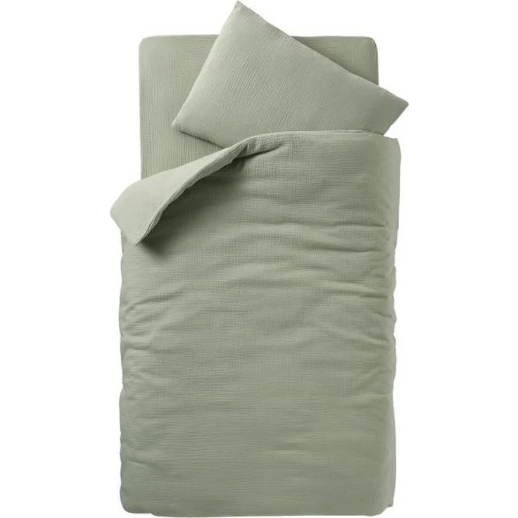 vertbaudet Bettbezug Baby Bettwäsche-Set, Bio-Kollektion, aus einfarbigen Musselin, Hotelverschluss – Bild 3