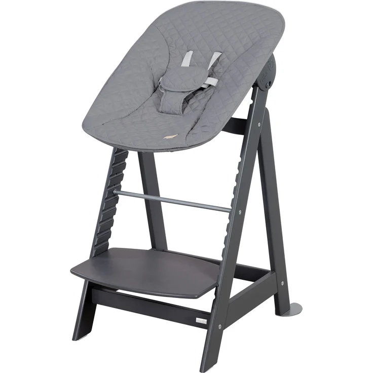 roba Born Up Babyhochstuhl - Set 2in1 inkl. Neugeborenenaufsatz 'roba Style anthrazit' - Mitwachsender Hochstuhl mit Liegefunktion - Ab Geburt - Anthrazit – Bild 5