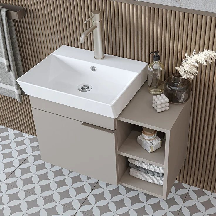 Skye Decor '2937' Badmöbel-Set mit Waschbecken & Spiegel (2-teilig), Sandstein, 72 x 54 x 38,6 cm – Bild 5