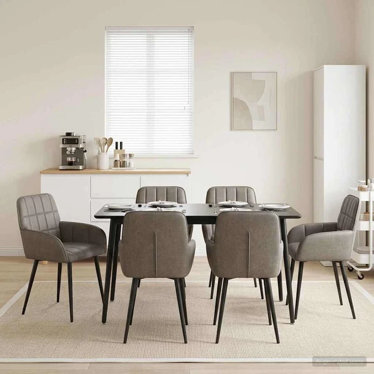 vidaXL Esszimmerstühle 6 pcs Kunstleder Grau 57 x 50 x 85 cm 3428191 – Bild 1