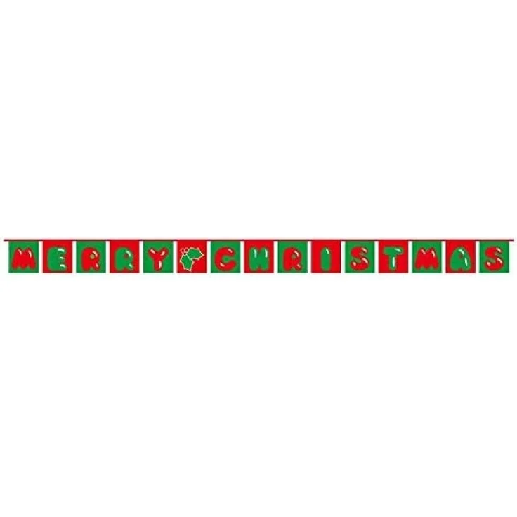 AZ FLAG - Fahnenkette Fröhliche Weihnachten Text 5 Meter Mit 15 Flaggen - 21x14 cm - Weihnachtsfest Girlande Flaggenkette 14x21 Cm