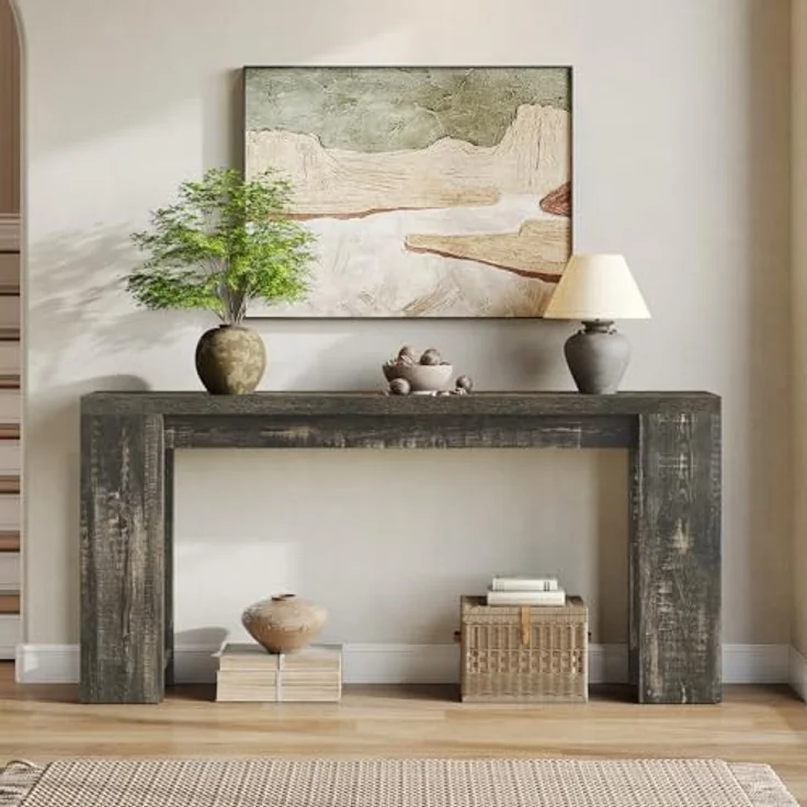 LITTLE TREE 160 cm Langer Konsolentisch, schmaler Sofatisch hinter dem Sofa, Bauernhaus-Konsolentisch für Wohnzimmer, Eingangsbereich, Flur – Bild 10