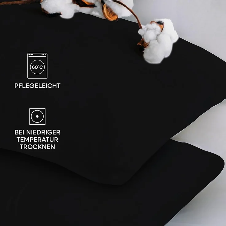 Twinzen® Kissenbezug 40x40 (2er-Set) - 100% Jersey Baumwolle 150 GSM Kissenbezüge - Schwarz - Für Kissenbezüge 40x40 cm - Kissenhülle - Kissenbezug mit Reißverschluss - Oeko-Tex Zertifiziert – Bild 6