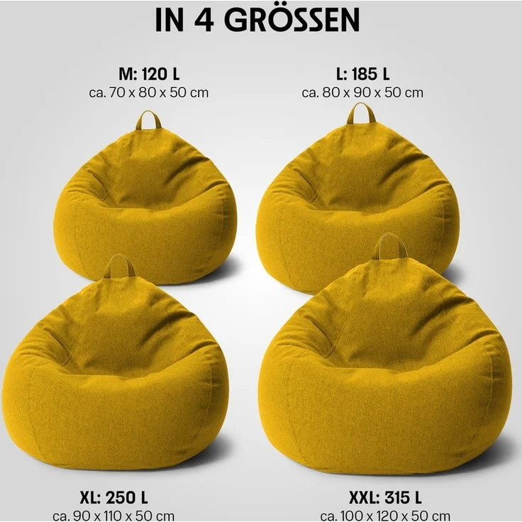 URBANARA Sitzsack 315l senfgelb Basic-Comfort – Bild 3