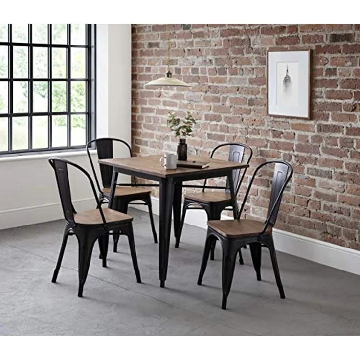 Der quadratische Julian Bowen Grafton Esstisch in Mokka-Ulme verfügt über ein industrielles und modernes Design – Bild 2