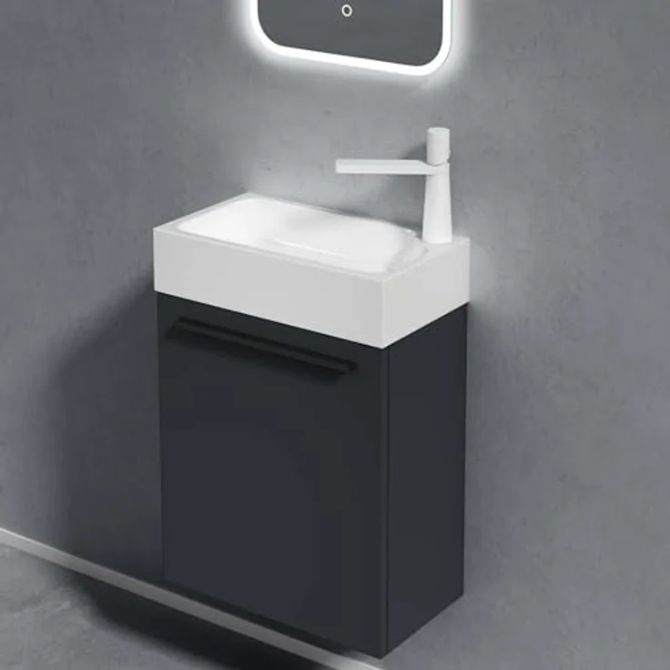 doporro Badezimmer-Set Badmöbel-Set Gäste WC Waschbecken Waschtisch mit Unterschrank PISA – Bild 3