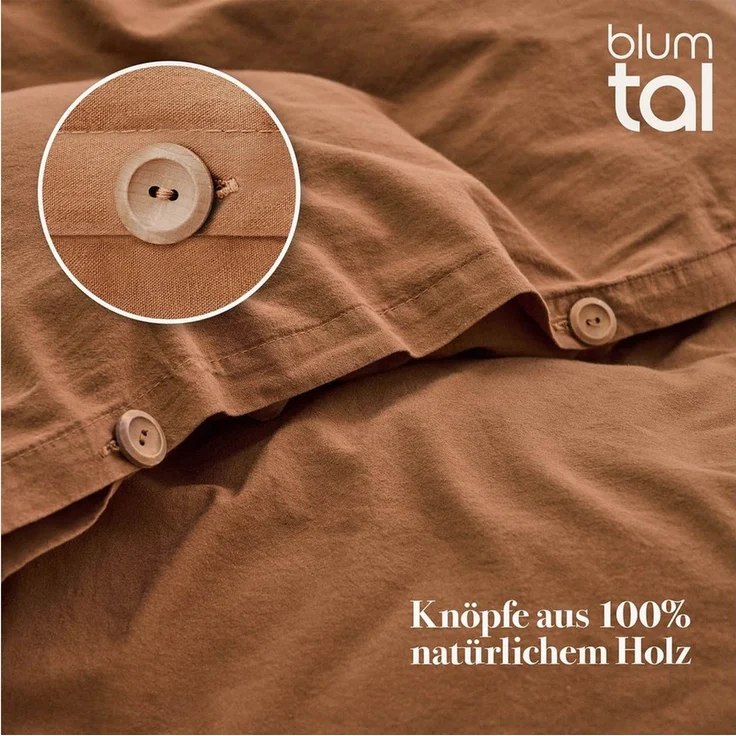 Blumtal Bettwäsche Bettwäsche aus 100% Baumwolle mit Kissenbezug, Oeko-TEX zertifizierte Bettwäsche in Leinen Optik – Bild 3