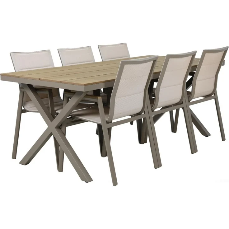 Primaster Garten-Essgruppe Milos 6 Personen Aluminium taupe/creme – Bild 1