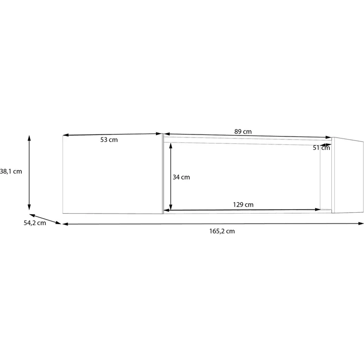 Forte ECONOBOX Schrankaufsatz 165, 2-türiger Drehtürenschrankaufsatz für Eckschrank, Holzwerkstoff, Weiß, 165,2 cm breit, 38,1 cm hoch, 54,2 cm tief – Bild 7