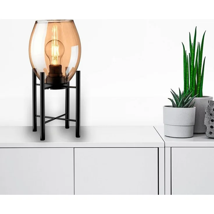 MeLiTec Tischleuchte Glas T181, LED wechselbar