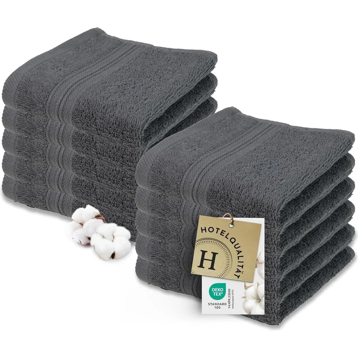 ZOLLNER 10er Set Seiftücher 30x30 cm Baumwolle 500 g/qm grau – Bild 1