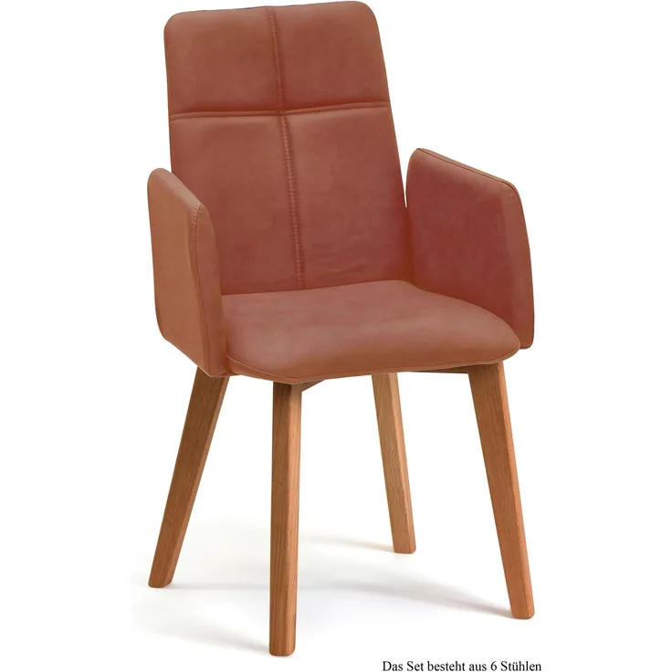 Armlehnstuhl (6er-Set) Dardana 52x92x60 Eiche geölt/Cognac