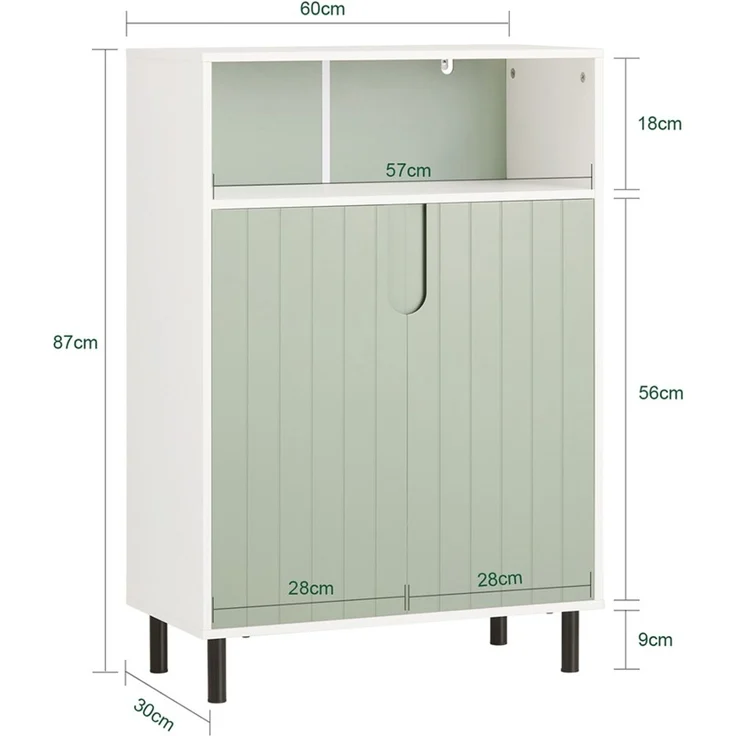 SoBuy BZR138-GR Badunterschrank, Spanplatte, Melamin, Grün, 60 x 87 x 30 cm – Bild 3
