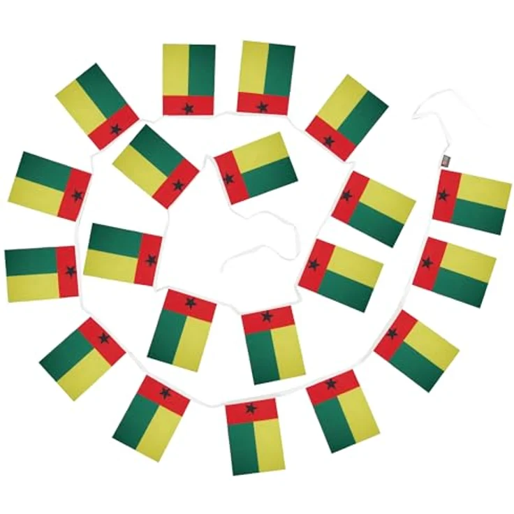 AZ FLAG - Fahnenkette Guinea-Bissau 6 Meter Mit 20 Flaggen - 21x14 cm - Bissau-Guineische Girlande Flaggenkette 14 x 21 Cm – Bild 6