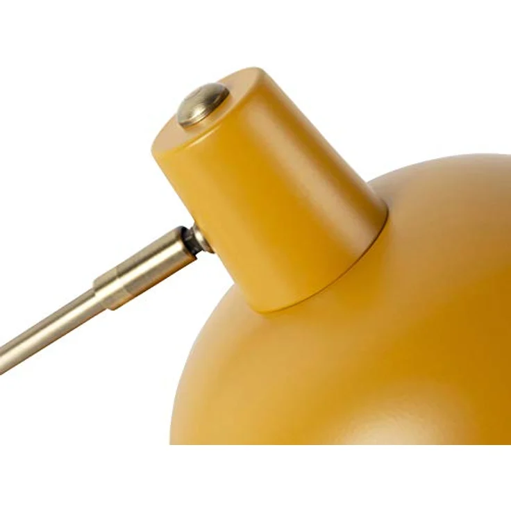 QAZQA Milou Modern Retro Tischlampe, gelb mit Bronze, E14, dimmbar, geeignet für Wohnzimmer und Schlafzimmer, Stahl rund, 38 cm hoch – Bild 3