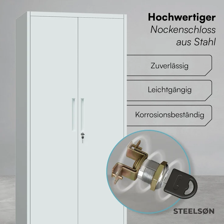 STEELSØN 'Regulus' Aktenschrank, Metall, grau, 175x40x80 cm, abschließbar, Metallschrank mit 5 Fächern, geeignet als Werkzeugschrank – Bild 5