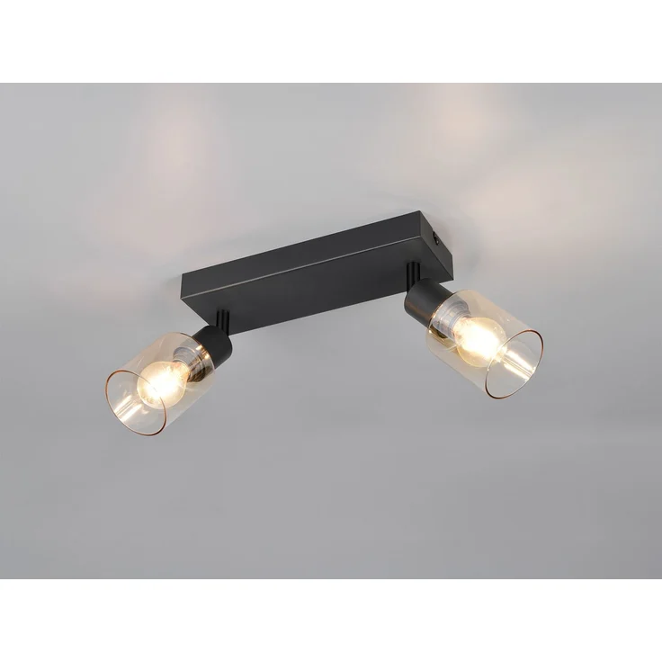 2-flammiger LED Deckenstrahler mit Glasschirmen Amberfarbig, Breite 27cm – Bild 3