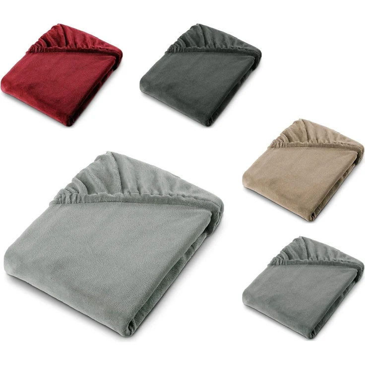 aqua-textil Spannbettlaken Feelwell Spannbettlaken Fleece 2erSet 90x200-100x200 cm silber, Coral-Fleece, Mikrofaser, (2 Stück), bügelfrei,flauschig,für herkömmliche Matratzen,kuschelweich – Bild 1
