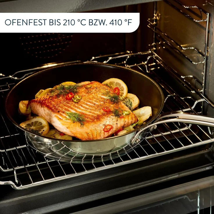 Jamie Oliver by Tefal Cook's Classics Bratpfanne 24 cm, Antihaftversiegelung, Induktionstauglich, Backofenfest, Edelstahl, Genieteter Griff, E3060435 – Bild 4