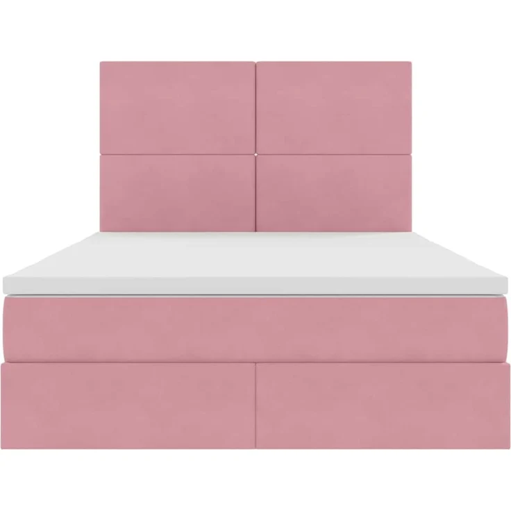 vidaXL Aufbewahrungsbett mit Matratze Rosa 140 x 190 cm Samt 3371972 – Bild 7