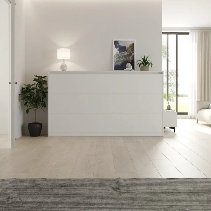 SMARTBett Schrankbett Wandklappbett 100/ 140/ 160x200 cm Weiß mit Gasdruckfedern, zwei Klickgurte – Bild 2