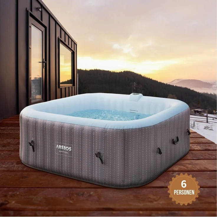 Arebos Whirlpool FLORENCE & BARECELONA Aufblasbar 4 oder 6 Personen mit 100/130 Düsen, (Komplett-Set), für Outdoor & Indoor – Bild 1