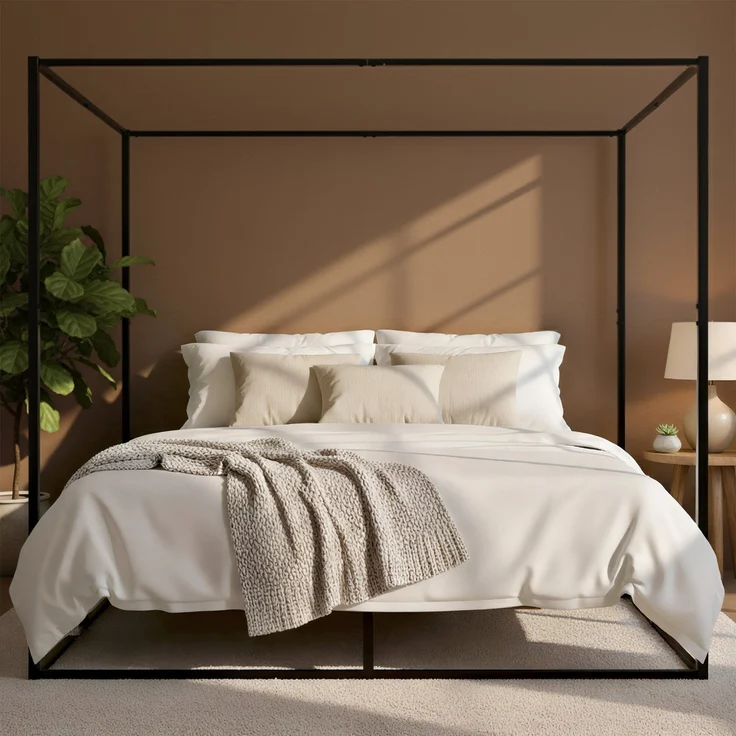 CLP Himmelbett Batoni Rahmen und Lattenrost aus Metall,200 x 200 cm – Bild 3