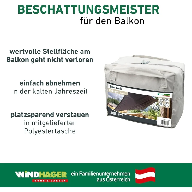 Windhager Balkon Sonnensegel, 2,7x1,4 m – Bild 6