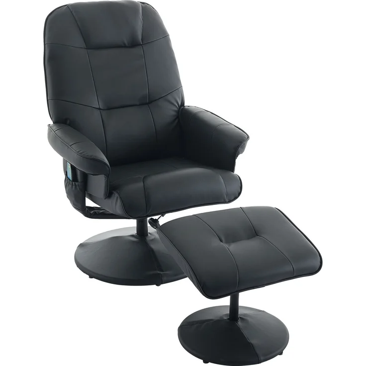 DESVIAE Sessel mit Massagefunktion und Fußhocker 75x107x79,5 cm PU Schwarz – Bild 7