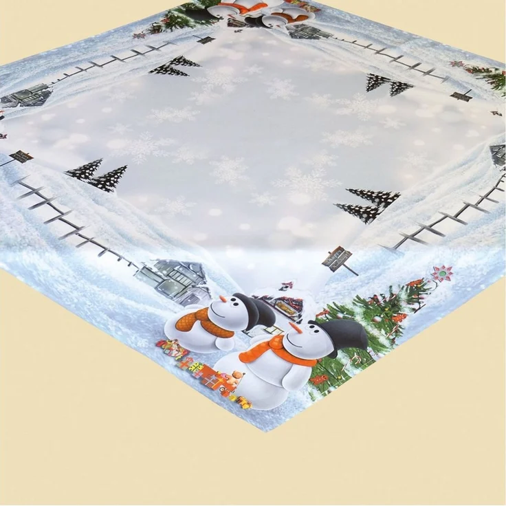 texpot Tischdecke Tischläufer Druckmotiv Schneemänner Winter Weihnachtstischdecke (1-tlg) – Bild 3