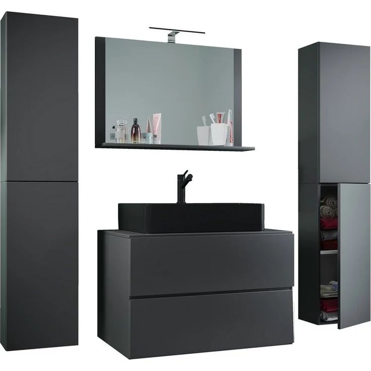 VCM Badmöbel-Set 5-tlg Waschtisch Badmöbel 80cm Lendas XL Schublade – Bild 5