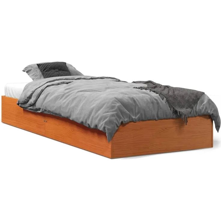 Einzelbetten, Betten für Erwachsene, Massivholzbett ohne Matratze Wachsbraun 90x190 cm Kiefernholz de4266