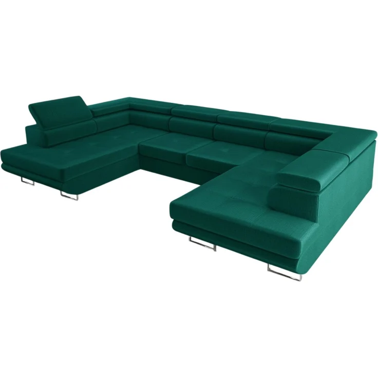 thematys Ecksofa Aston U 403 x 203 cm, mit Schlaffunktion, mit Bettkasten, mit verstellbaren Kopfstützen, Grün (Monolith 37), Ausrichtung 390 cm|350 cm – Bild 4